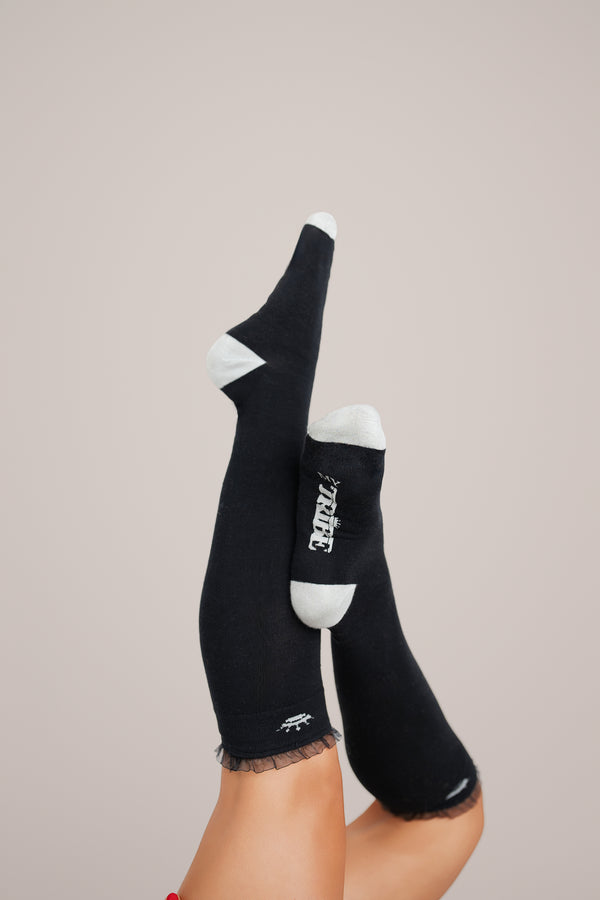 Phantom Black Ruffled Socks